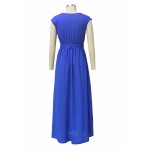 2017  Elegant Long Slim Sleeveless Blue Party Maxi Dresses Vestidos  Women Clothing Women Dress