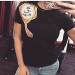 2017 Brand New Summer Tops Fashion Clothes for Women Shoulder Sequin Mirror Harajuku Kawaii T Shirt Women's T-Shirts Camisas