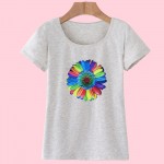 2017 Brand Summer New Sunflower Printed Women T Shirt Cotton Short Sleeve tshirts O-neck Fashion loose top tees