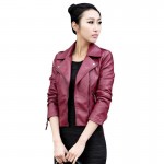 2017 Chic Women Slim Biker Motorcycle PU Leather Short Zipper Jacket Coat Zipper Punk Casual Outwear