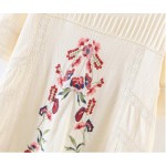 2017 Embroidery Flower Spliced Lace Dress Ethnic New Woman Hollow Out Lace Wrinkle Cotton Short Sleeve Cotton Dresses