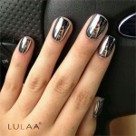 2017 Fashion 2pc/lot  6ml Silver Mirror Effect Metal Gel Nail Polish Varnish Top Coat Metallic Nails Art Tips nail polish set