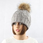 2017 Fashion Women's Winter Raccoon Fur Hats 100% Real 15cm Fur Pompom Beanies Cap Female Hat