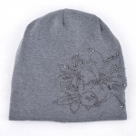 2017 Female Beanie Bonnet Autumn And Winter Caps Hip-hop Cap Flower Rhinestone Hats For Women Beanies Balaclava Womens Skullies