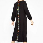 2017 Floral Embroidery Long Maxi Dress Drawstring O Neck Long Sleeve Casual Party Women Dresses Plus Size vestidos CCWM8176