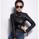 2017 Hot Sale Spring Autumn Fashion Brand Women Faux Leather Jacket Zipper Motorcycle Leather Coat Slim Short Design PU Jacket