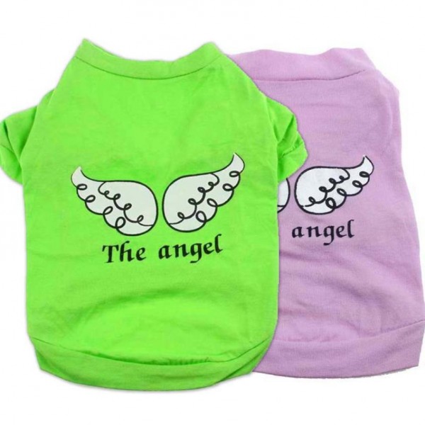 2017 Hot selling Cute Pet Puppy Dog Clothes Green and Red Angel Wing Pattern T-shirt Shirt Tops Hondenkleding Summer Dog Clothes