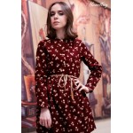 2017 Japanese korean style long sleeved autumn fall all match fashion small flowers print floral fashion corduroy woman dress