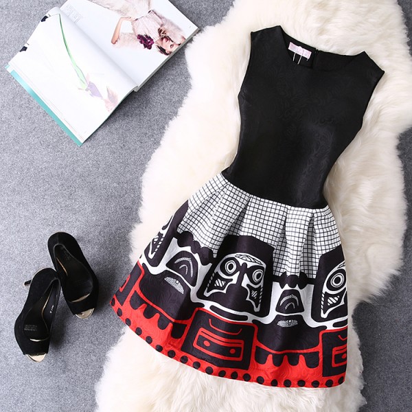 2017 New Arrival Brand Women Summer Dress Fashion Print Plus Size Dress O-Neck Casual Vest Dresses For Party Vestidos De Festa