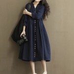 2017 New Arrival Loose Long Sleeve Cotton and Linen Dress Pregnant women High Quality large Size Solid Color Casual Dresse