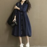 2017 New Arrival Loose Long Sleeve Cotton and Linen Dress Pregnant women High Quality large Size Solid Color Casual Dresse