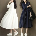 2017 New Arrival Loose Long Sleeve Cotton and Linen Dress Pregnant women High Quality large Size Solid Color Casual Dresse