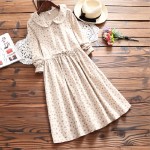 2017 New Arrival Spring Autumn Women Cute Dress Peter Pan Collar Full Sleeve Femininos Vestidos Mori Girl Casual Loose Dresses