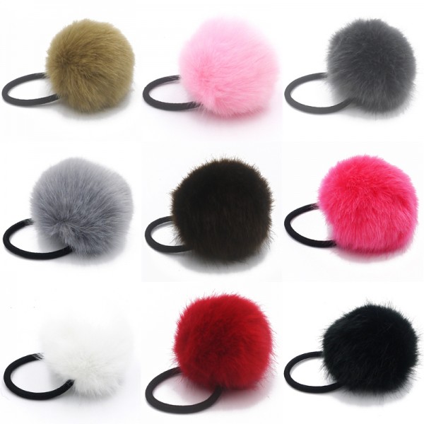 2017 New Artificial Rabbit Fur Ball Elastic Hair Rope Rings Ties Bands Ponytail Holders Girls Hairband Headband Hair Accessories