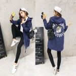 2017 New Autumn Women Casual Student Hoodies Outwear Loose Trench Coat  Dog Letter Print  Fashion Basic Trench Plus Size XS-2XL 