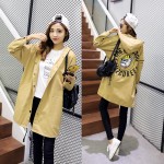 2017 New Autumn Women Casual Student Hoodies Outwear Loose Trench Coat  Dog Letter Print  Fashion Basic Trench Plus Size XS-2XL 