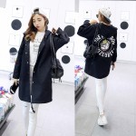 2017 New Autumn Women Casual Student Hoodies Outwear Loose Trench Coat  Dog Letter Print  Fashion Basic Trench Plus Size XS-2XL 