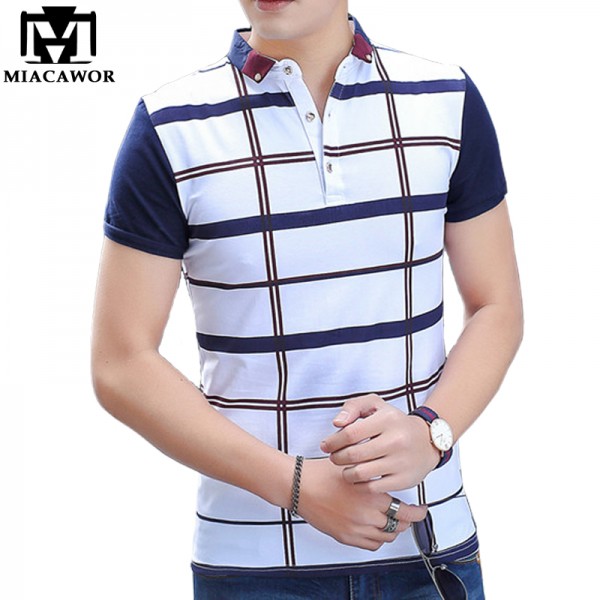 2017 New Brand Design Men Plaid POLO Shirt  Summer Short-sleeve Polo Homme Slim Fit Cotton Camisa Polo Men MT498