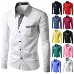 2017 New Fashion Brand Camisa Masculina Long Sleeve Shirt Men Korean Slim Design Formal Casual Male Dress Shirt Size M-4XL 8012