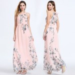 2017 New Fashion S-4XL Women Summer Long Maxi Dress O Neck Sleeveless Bohemian Chiffon Beach Dress Casual Holiday Dress