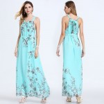 2017 New Fashion S-4XL Women Summer Long Maxi Dress O Neck Sleeveless Bohemian Chiffon Beach Dress Casual Holiday Dress