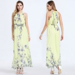 2017 New Fashion S-4XL Women Summer Long Maxi Dress O Neck Sleeveless Bohemian Chiffon Beach Dress Casual Holiday Dress