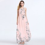 2017 New Fashion S-4XL Women Summer Long Maxi Dress O Neck Sleeveless Bohemian Chiffon Beach Dress Casual Holiday Dress