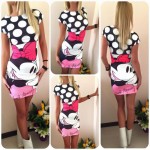 2017 New Fashion Women Summer Plus Size S-3XL Short Sleeve Slim Bodycon Cartoon Mouse Print Sexy Mini Dress Vestido Curto Cortos