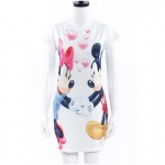 2017 New Fashion Women Summer Plus Size S-3XL Short Sleeve Slim Bodycon Cartoon Mouse Print Sexy Mini Dress Vestido Curto Cortos