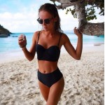 2017 New High Waist Bikini Set Black Plus Size 3XL Swimsuit Swimwear High Quality Material 