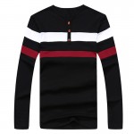 2017 New Men Long Sleeve T Shirt Men Cotton Casual Striped T-shirt Men O Neck Pullover tshirt Brand Clothing Plus Size M-XXXL