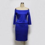 2017 New Style Elegant Summer Dress 3/4 Sleeve Slash Neck Women's Sexy Ladies Dresses Casual Party Night Blue Black Club Dress