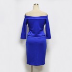 2017 New Style Elegant Summer Dress 3/4 Sleeve Slash Neck Women's Sexy Ladies Dresses Casual Party Night Blue Black Club Dress