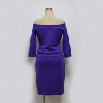 2017 New Style Elegant Summer Dress 3/4 Sleeve Slash Neck Women's Sexy Ladies Dresses Casual Party Night Blue Black Club Dress