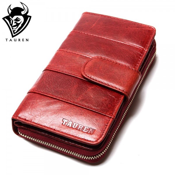 2017 New Style Layer Of Import Oil Wax Cowhide Medium Paragraph Buckle Leather Wallet Women's High Quality Purse