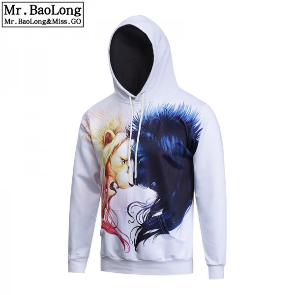 2017 New Style Men/Women Sweatshirt With Cap 3D Print Lion Head Hoody Fall Winter Thin Hooded Pullover Hoodies Tops Plus Size