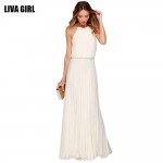 2017 New Summer Sexy Dress Bohemian Style Sleeveless Floor Length Casual Long Dresses Women Chiffon Halter Jurkjes