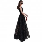 2017 New Women Summer Dress Elegant Ladies Vintage Black Organza Sleeveless Long Beach Maxi Dress Sundress Vestidos Femininos