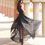 2017 New Women Summer Dress Elegant Ladies Vintage Black Organza Sleeveless Long Beach Maxi Dress Sundress Vestidos Femininos