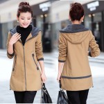 2017 New autunm and winter women trench coat slim fashion plus size 5XL medium-long windbreaker patchwork OL hooded outwear