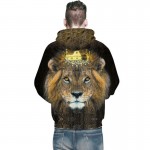 2017 Novelty men's hoodies 3D print lion crown animal sweatshirt couples casual harajuku hoodie cool pullovers