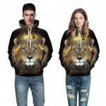 2017 Novelty men's hoodies 3D print lion crown animal sweatshirt couples casual harajuku hoodie cool pullovers