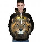 2017 Novelty men's hoodies 3D print lion crown animal sweatshirt couples casual harajuku hoodie cool pullovers
