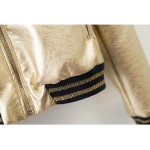 2017 Runway Brand Designer Sliver Gold Bomber Jacket Women Basic Coats Striped Casual Jackets Outwear Jaqueta Feminina