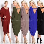 2017 Sale Spring Summer Maxi Long Sleeve Backless Casual Big Sizes Robe Party Sexy Women's Dress Large Size Women Clothes A0122 