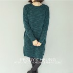 2017 Spring Autumn Thick Loose Women Dress Knitted Split Variegated Full Sleeve Dresses Pure Color Casual Round Neck Vestidos