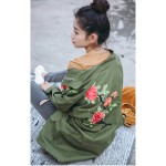 2017 Spring Black Oversized Coat Ethnic Vintage Embroidery Jacket Women Basic Coats Outwear Jaqueta Feminina Chaquetas Mujer