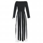 2017 Spring New Personality Black and White Fight Color Long Dress Stereoscopic Stripe Tassel Slim Long Maxi Fashion Dress