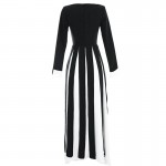 2017 Spring New Personality Black and White Fight Color Long Dress Stereoscopic Stripe Tassel Slim Long Maxi Fashion Dress