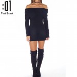 2017 Spring Women Mini Dress Slash Neck Bodycon Women Sweater Dress Casual Long Sleeve Off Shoulder Autumn Dress Ruffle Vestidos